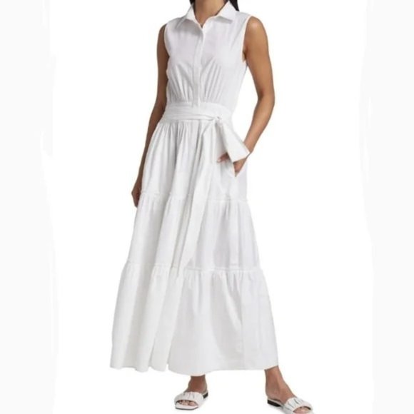 RAMY BROOK Camila Sleeveless Maxi Shirt Dress in White - Large - NWT - Picture 1 of 5